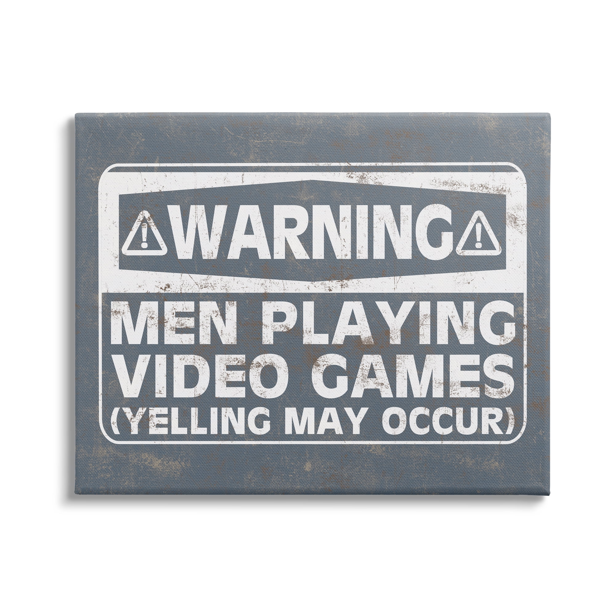 Stupell Industries Funny Men Playing Videogames Yelling Occurs Warning Sign,30 x 24, Design by Masey St. Studios