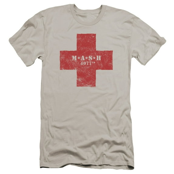 Mash Red Cross Premium Canvas Adult Slim Fit 30/1 T-Shirt Silver
