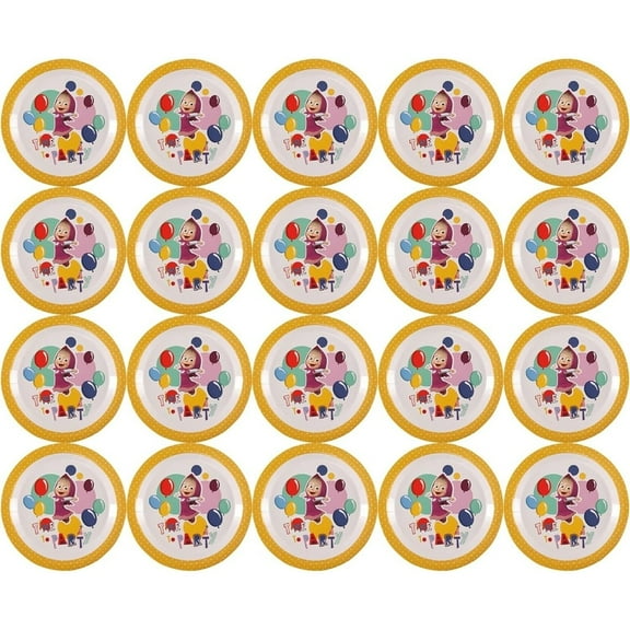 Masha and The Bear Party Paper Plates 20ct Themed Kids Supplies Disposable Mighty Mojo