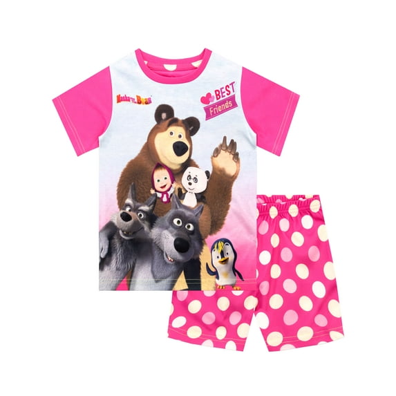 Masha and the Bear Girls Best Friends Pajamas Pink Sizes 2T-8