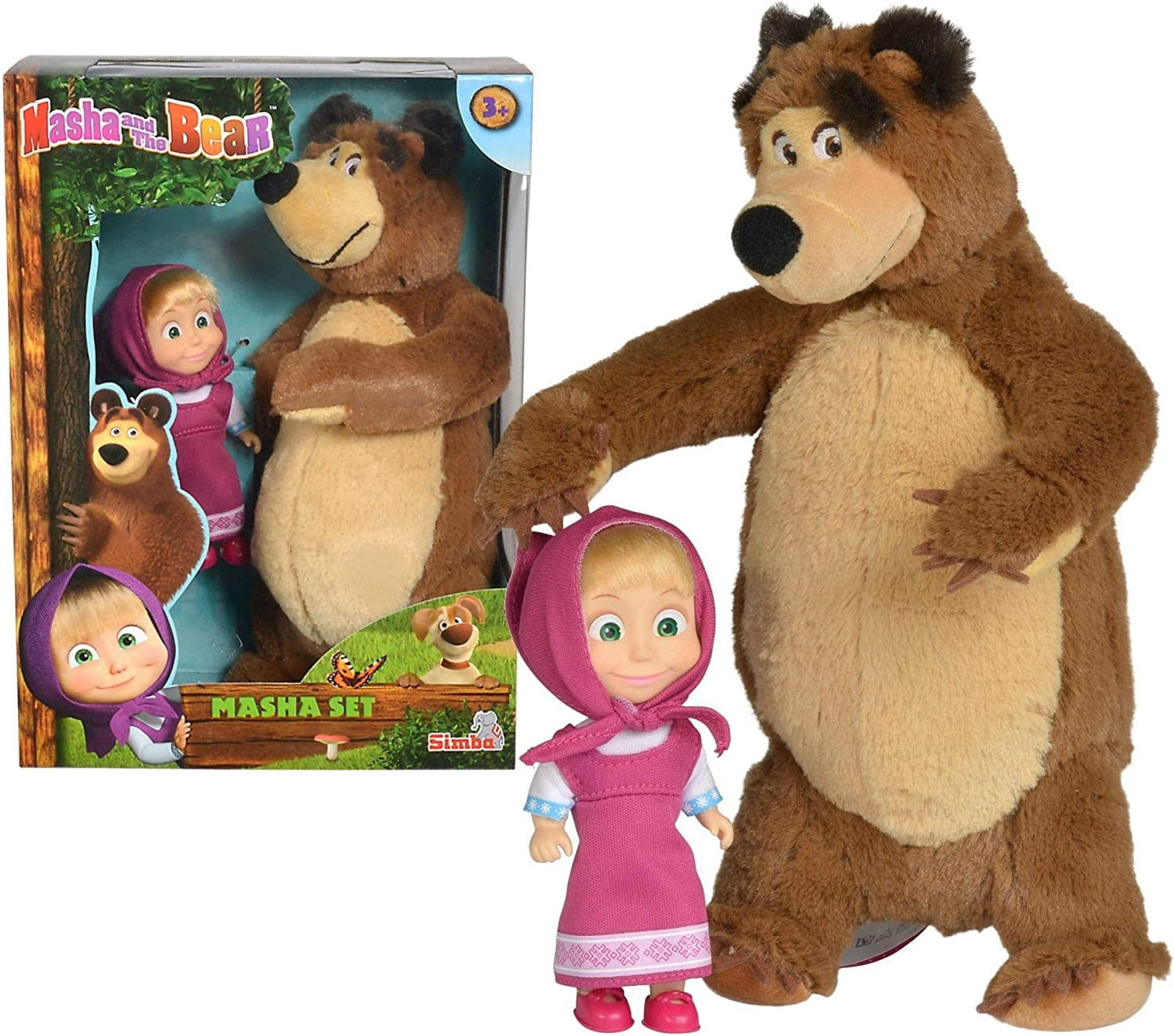 Masha And The Bear Masha Plush Set With Bear And Doll 98 Inches 