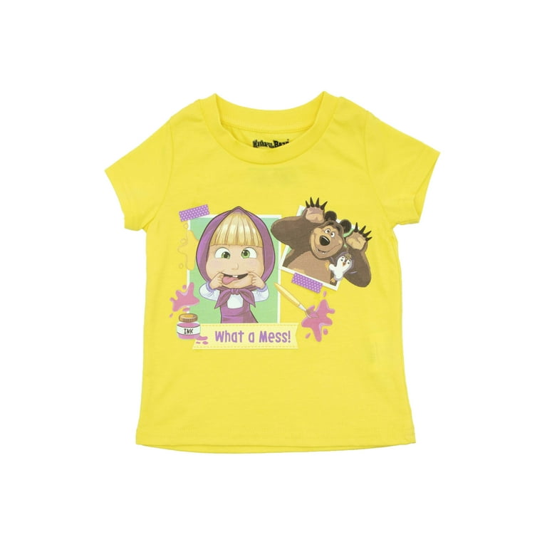Masha and the Bear What A Mess T Shirt Scrapbook Style Graphic
