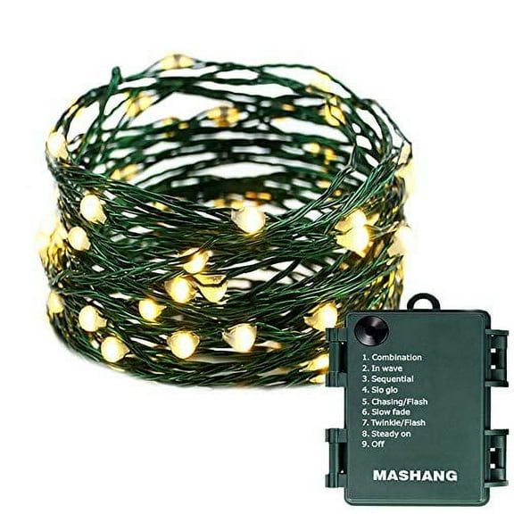 Mashang Christmas Lights Battery String Lights 33Ft 100 Micro Leds Starry Lights Fairy Lights Firefly Lights With Dark Green Copper Wire For Christmas Tree, Wreath, Diy, Wedding, Holiday(Warm White)