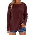 thumbnail image 1 of Mashaouyo 2025 New Women's Cotton Top Round Neck Long Sleeve T Shirt Womens Tops, 1 of 5