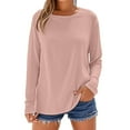 thumbnail image 1 of Mashaouyo 2025 New Women's Cotton Top Round Neck Long Sleeve T Shirt Womens Tops, 1 of 5