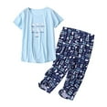 thumbnail image 1 of Mashaouyo Clearance Sales Today Deals Prime Women's Cotton Pajama Set Cute 2 Piece Set Comfy Summer V Neck Short Sleeve Shirt Capri Sleepwear Womens Pajama Sets, 1 of 3
