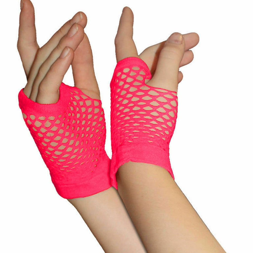 Mashaouyo Gloves For Women Ladies Girls Short Mesh 80s Style Fishnet Gloves  Night Party Wear Gloves 