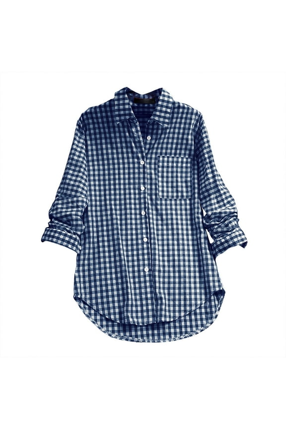 Long Sleeve Plaid Shirt for Women Button Down Shirts Buffalo Shackets Business Casual Blouses