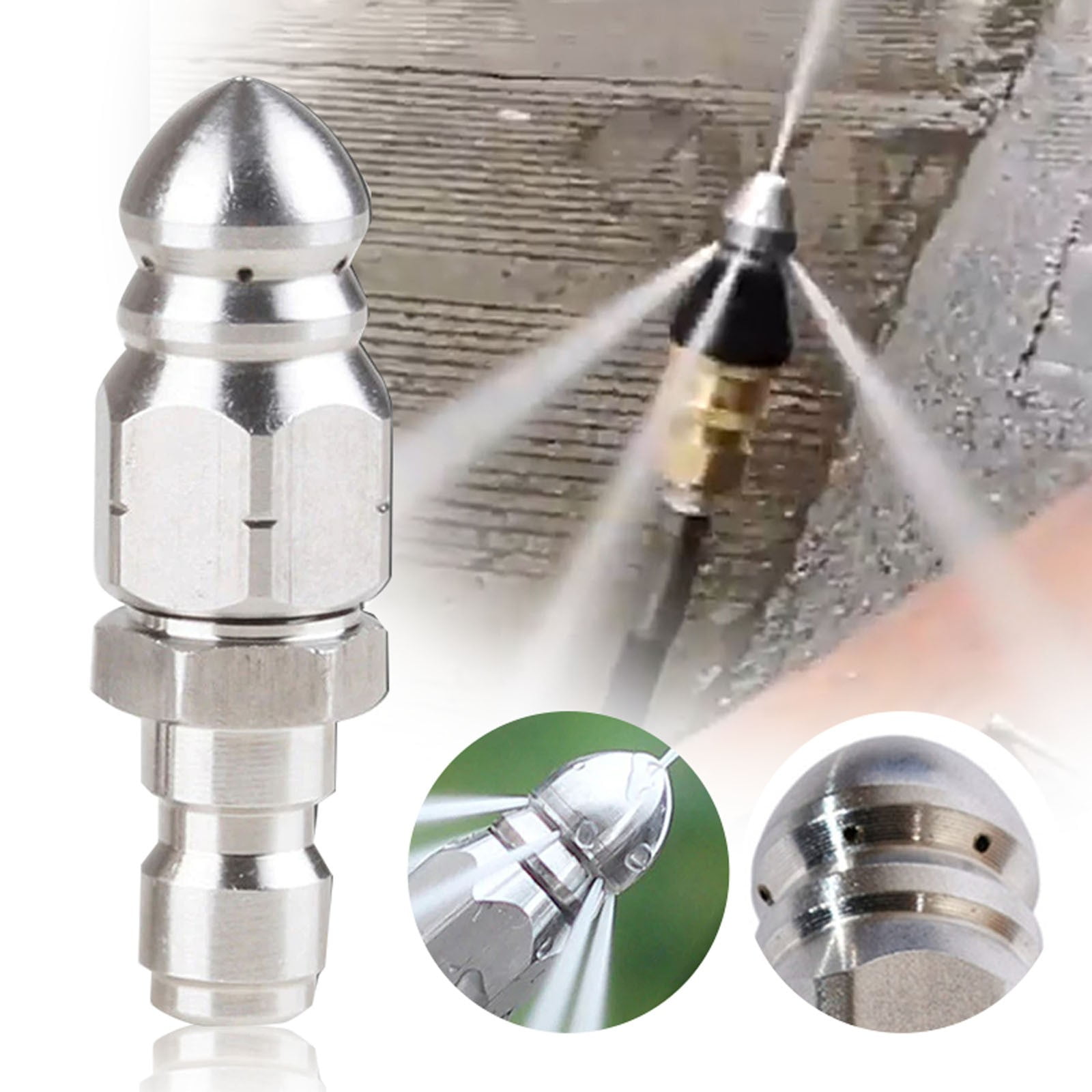 Mashaouyo Pressure Washer Sewer Jetter Nozzle with Stainless Steel