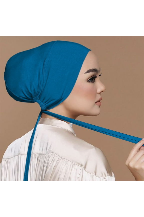 Shawl Wrap Scarf for Women Women Casual Solid Color Multicolor Elastic Bandage Lace Up Bottom Muslim Hijab 1PC