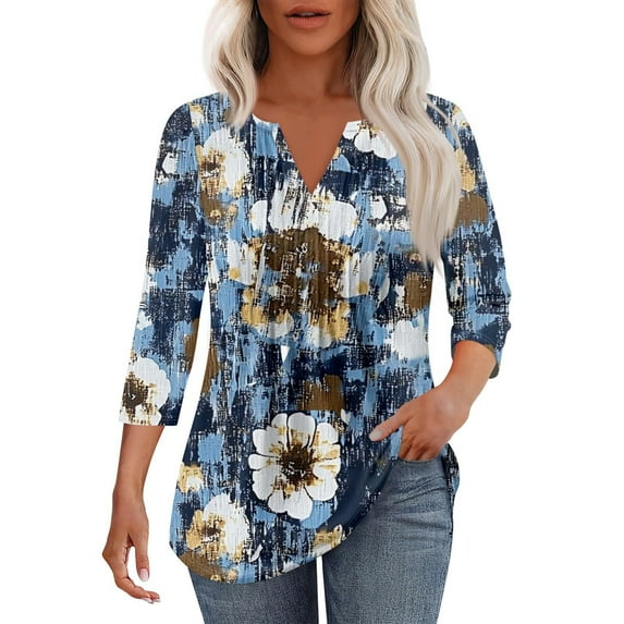 Mashaouyo Short Sleeve Blouses Casual V Neck Summer Tops Shirts for Women With Leggings Pleated Curved Tunic