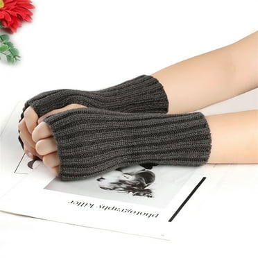Mashaouyo Winter Gloves for Men Women Women Cold Weather Insulated Solid Color Multicolor Wool Short Striped Knit Half Finger Gloves Gloves Mitten Fingerless Arm Gloves 1PC