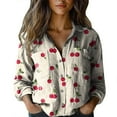 thumbnail image 1 of Mashaouyo Women's Casual Cotton Shirt Boho Floral Print V Neck Button Down Shirts Casual Tops Long Sleeve Blouses, 1 of 3