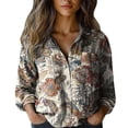 thumbnail image 1 of Mashaouyo Womens Shirts Button Down Shirts Fashion Printed Long Sleeve V Neck Blouse Dressy Casual Tops, 1 of 3
