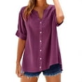 thumbnail image 1 of Mashaouyo Womens Tops V Neck Button Down Open Front Short Sleeve Tshirts Business Casual Basic Tee Loose Fit, 1 of 3