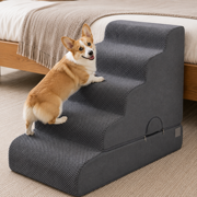 Mashelly 24 in Tall Dog Stairs, 5-Step Pet Stairs/Steps for High Bed 27-33 inches for Small Large Dogs, Dog Ramp for Bed, Foam Dog Steps for Beds for Old Dogs/Cats, Dark Grey