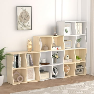 Masiis 4 Cube Bookshelf, DIY Modular Bookcase Cube Storage Organizer Open Book Shelves for Home Office Living Room, White