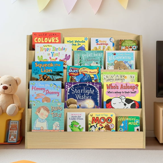 Masiis Bookshelf 5-Tier Rooms Book Display Shelve youngster for Classroom Bedroom,Natural