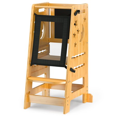 Masiis Kitchen Toddler Tower 3-Level Height Adjustable Kids Step Stools Honey