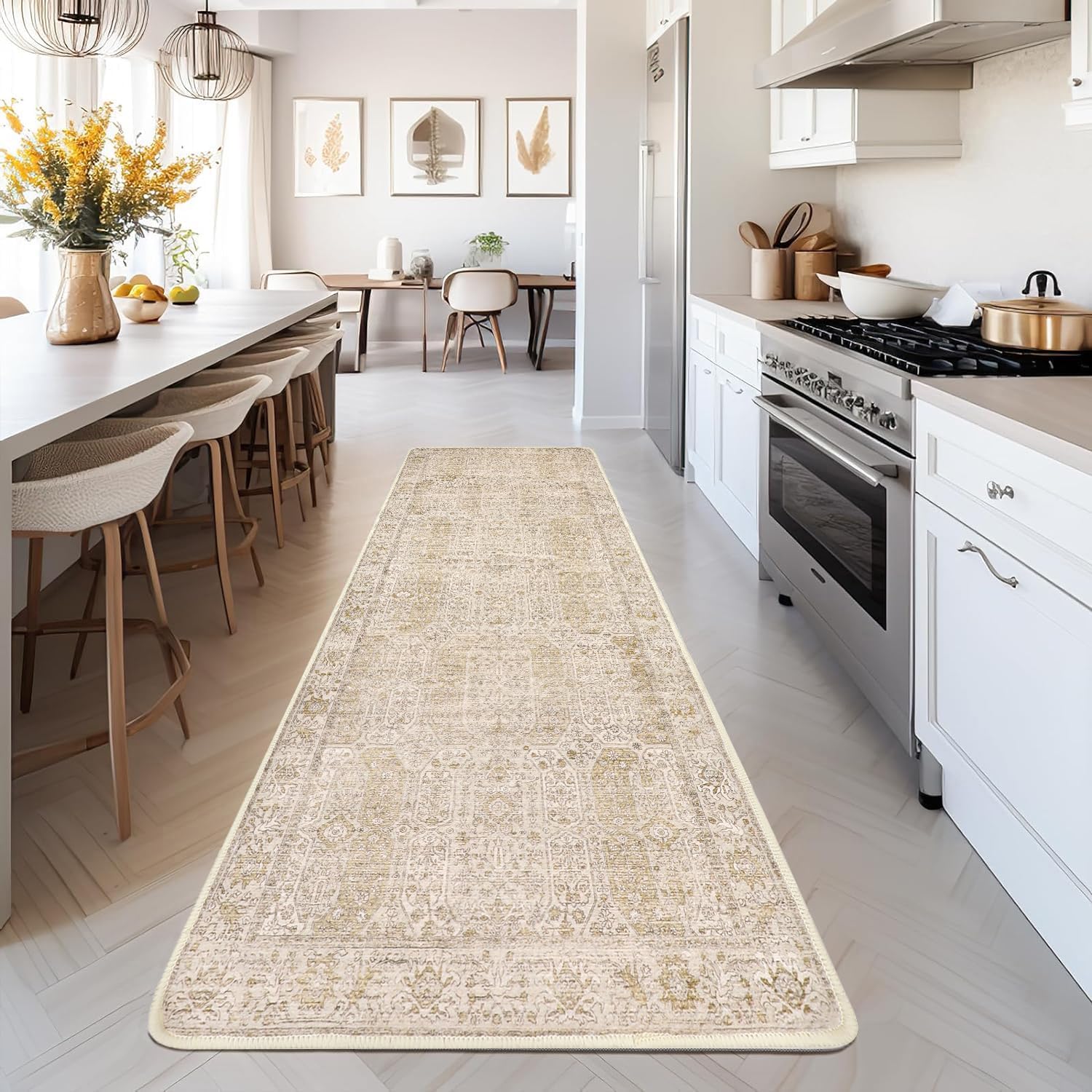 Masiis Runner Rugs 2x5 Machine Washable Bedroom Rugs Vintage Print Area ...
