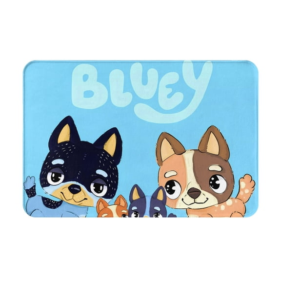 Masiiu Bluey Pattern Doormat Flannel Material, Non-slip Bottom for Indoor and Outdoor Use 16x24in