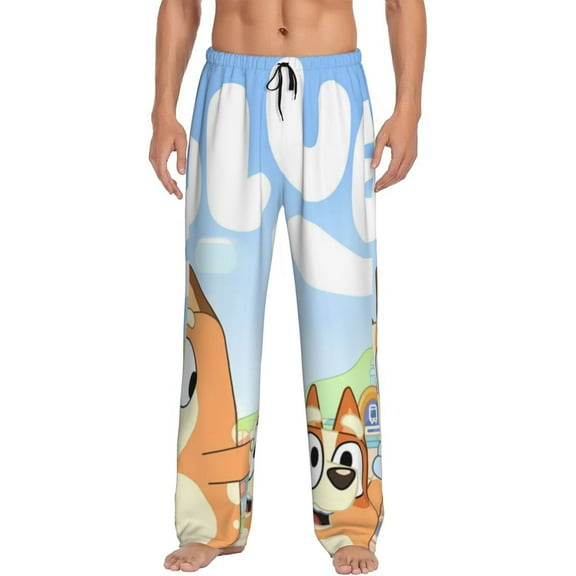 Masiiu Bluey Pattern Men's Pajama Pants, Elastic Waist with Drawstring and Pockets, Comfortable Loungewear-Small