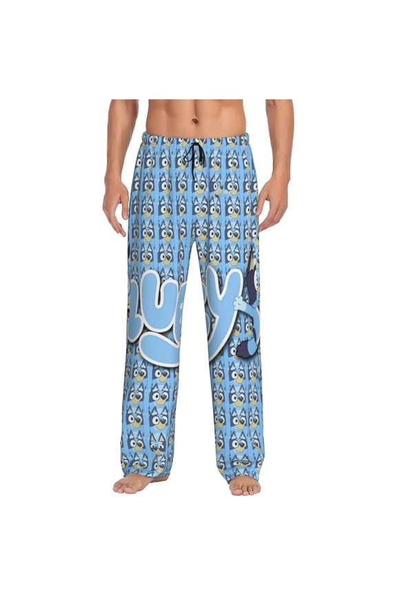 Bluey Pattern Men's Pajama Pants, Elastic Waist with Drawstring and Pockets, Comfortable Loungewear-XX-Large