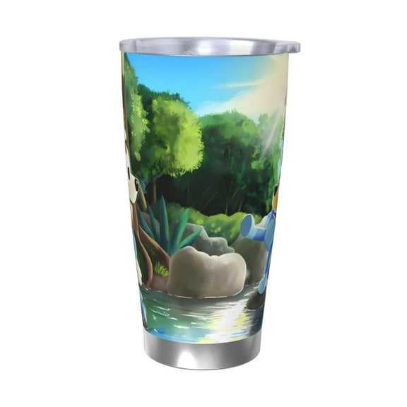 Masiiu Bluey Print 20OZ Car Cup for Travel, Insulated Stainless Steel Cup, Leak-Proof Lid with Straw and Direct Drinking Opening-Without Straw