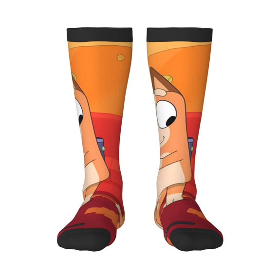 Masiiu Bluey Print Adult Crew socks, Comfortable Novelty Colorful Patterned, Breathable, Stylish Colorblock for Men Women