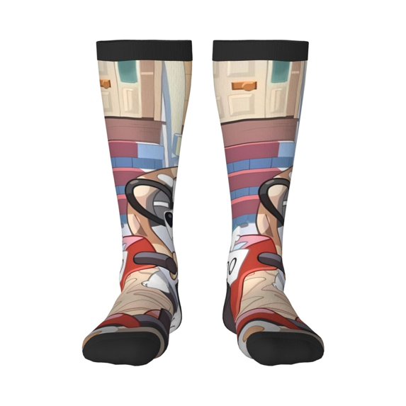Masiiu Bluey Print Adult Crew socks, Comfortable Novelty Colorful Patterned, Breathable, Stylish Colorblock for Men Women