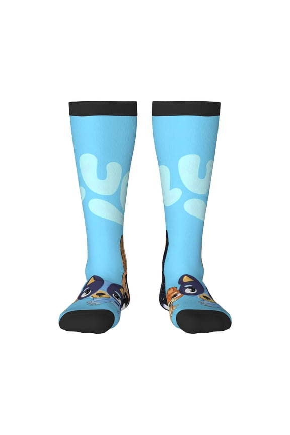 Bluey Print Adult Crew socks, Comfortable Novelty Colorful Patterned, Breathable, Stylish Colorblock for Men Women