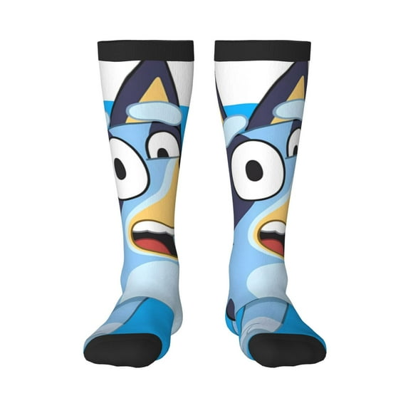 Masiiu Bluey Print Adult Crew socks, Comfortable Novelty Colorful Patterned, Breathable, Stylish Colorblock for Men Women