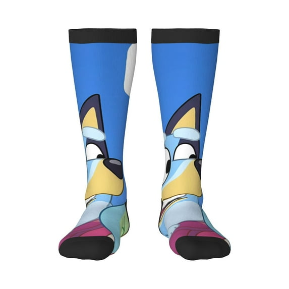 Masiiu Bluey Print Adult Crew socks, Comfortable Novelty Colorful Patterned, Breathable, Stylish Colorblock for Men Women