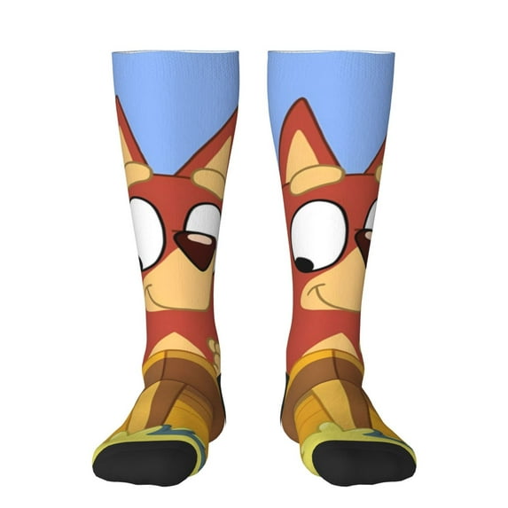 Masiiu Bluey Print Adult Crew socks, Comfortable Novelty Colorful Patterned, Breathable, Stylish Colorblock for Men Women