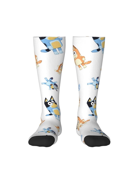 Bluey Print Adult Crew socks, Comfortable Novelty Colorful Patterned, Breathable, Stylish Colorblock for Men Women