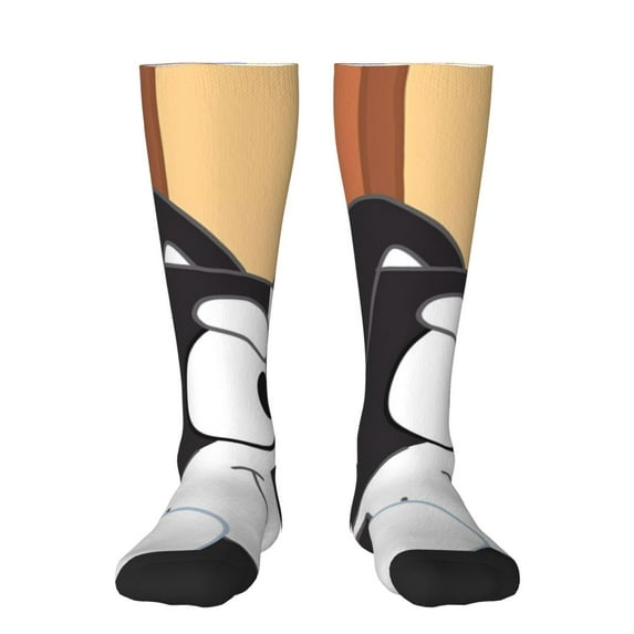 Masiiu Bluey Print Adult Crew socks, Comfortable Novelty Colorful Patterned, Breathable, Stylish Colorblock for Men Women