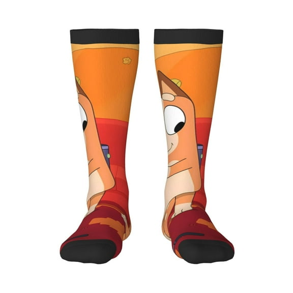 Masiiu Bluey Print Adult Crew socks, Comfortable Novelty Colorful Patterned, Breathable, Stylish Colorblock for Men Women