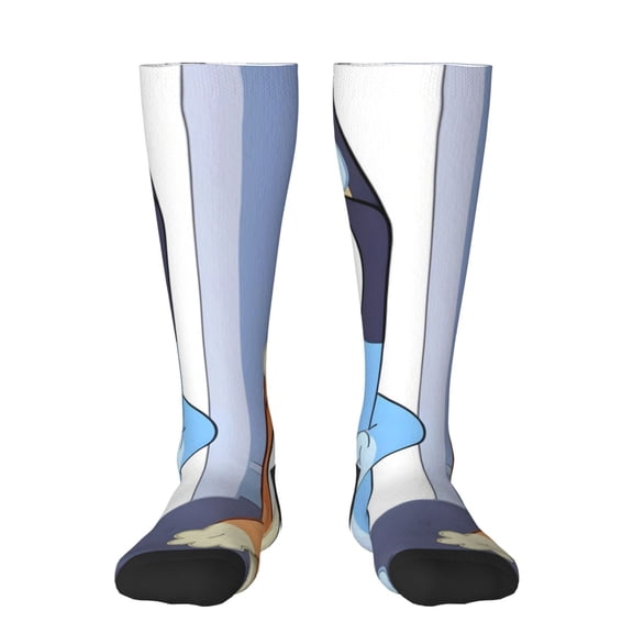 Masiiu Bluey Print Adult Crew socks, Comfortable Novelty Colorful Patterned, Breathable, Stylish Colorblock for Men Women