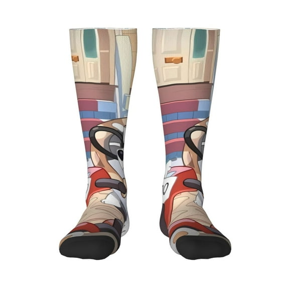 Masiiu Bluey Print Adult Crew socks, Comfortable Novelty Colorful Patterned, Breathable, Stylish Colorblock for Men Women