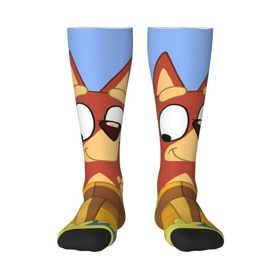 Masiiu Bluey Print Adult Crew socks, Comfortable Novelty Colorful Patterned, Breathable, Stylish Colorblock for Men Women