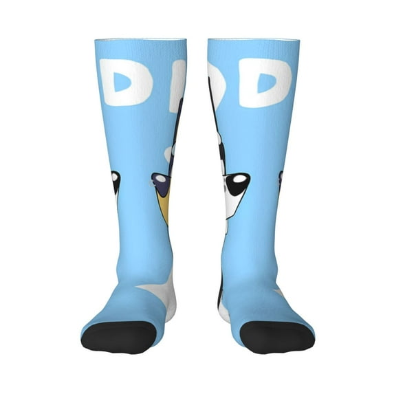 Masiiu Bluey Print Adult Crew socks, Comfortable Novelty Colorful Patterned, Breathable, Stylish Colorblock for Men Women