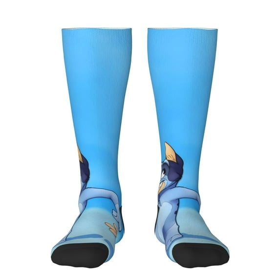 Masiiu Bluey Print Adult Crew socks, Comfortable Novelty Colorful Patterned, Breathable, Stylish Colorblock for Men Women