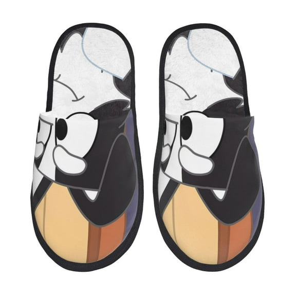 Masiiu Bluey Print Furry Slippers for Indoor, Soft Plush Upper EVA Sole, Warm comfort for Home, Hotel, Office-Large