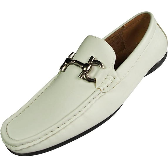 Masimo Mens Faux Faux Leather Driver Moccasins Adult Male Loafer Shoes White 8.5