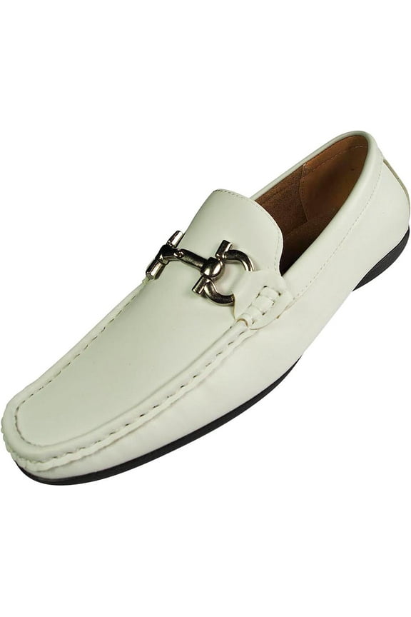 Mens Faux Suede Driving Moccasins Adult Male Slip on Dress Shoes White 7.5