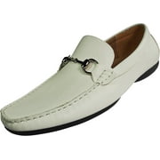 Masimo Mens Faux Suede Driving Moccasins Adult Male Slip on Dress Shoes White 7.5