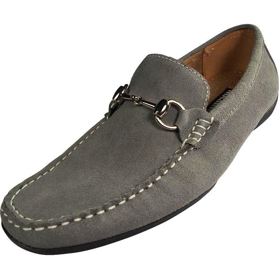 Masimo Mens Genuine Leather Driver Moccasins Adult Male Loafer Shoes Grey 6.5