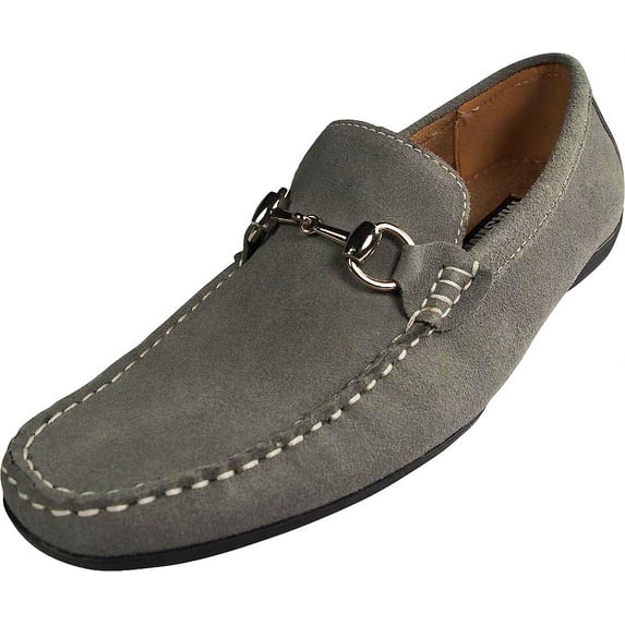 Masimo Mens Genuine Leather Driver Moccasins Adult Male Loafer Shoes Grey 6.5