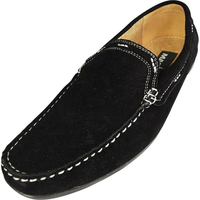 Masimo Mens Leather Driving Shoes Adult Male Slip on Loafers Black 6