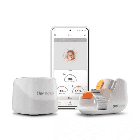 Masimo - Stork Vitals Baby Monitoring System with Smart Hub and Boot with Built-in Blood Oxygen and Pulse Rate Sensor - White